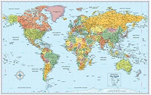 Signature World Wall Map  Paper Rolled (Blue)