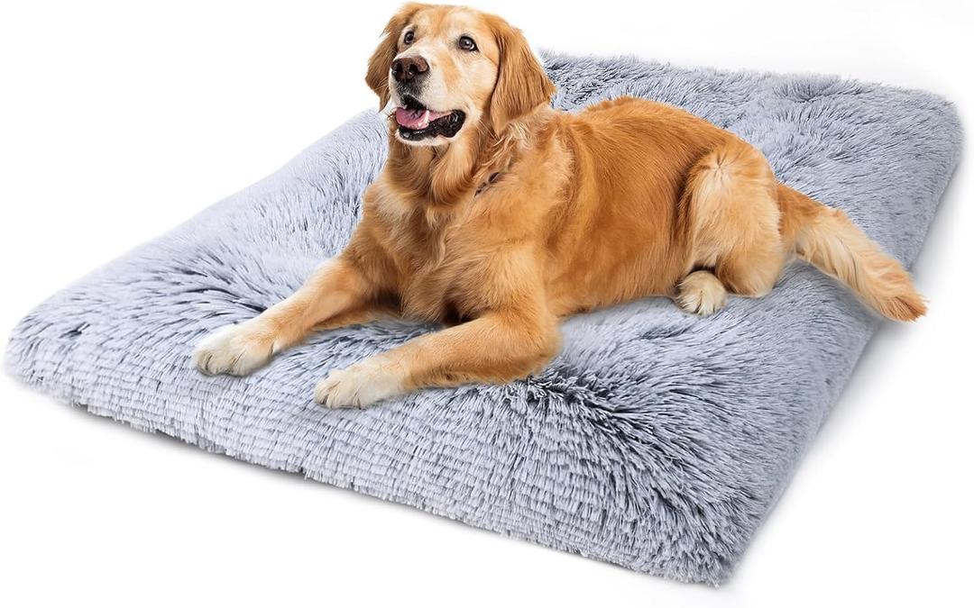 Vonabem Large Dog Bed Crate Pad 36 inch, Washable Pet Beds Medium Small Sized Dogs, Deluxe Plush Warm Anti-Slip Puppy Mats for Sleeping, Soft Kennel Pads 35 * 23 inch Grey
