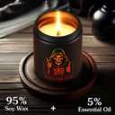 Scented Candle for Men with Color Sensor Light, Stay Positive Skeleton Man Black Aromatherapy Candles, Natural Hand Poured, 7 oz Soy Candle Gift for Christmas