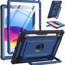Akkerds for iPad A16 case 11th Generation 11 Inch 2025 - for iPad 10th Generation case 10.9 Inch 2022 with Pencil Holder - Screen Protector and Kickstand - Heavy Duty Rugged Protective Cover - Blue