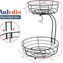 Auledio Iron 2-Tier Countertop Fruit Vegetables Basket Bowl Storage With Banana Hanger, Black, 64 ounces