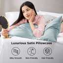 Bedsure Satin Pillowcase 2 Pack Similar to Silk Pillow Cases Standard Size, Pillow Case for Sleeping Women with Envelope Closure, Gifts for Women Men, Light Turquoise, 20x26 Inches, 2pcs