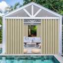 HolidayIdeas Outdoor Curtains for Patio Waterproof 4 Panels 110x108 Inch-Windproof Weatherproof Privacy Wide Cream Curtains-Grommet Top and Tab Bottom Drape for Pergola, Porch, Gazebo, Backyard