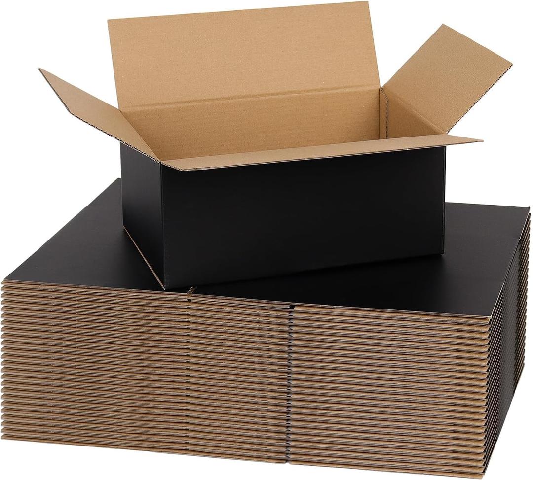 9x6x4 Inch Black Shipping Boxes for Small Business, 30 Pack Corrugated Cardboard Boxes for Shipping & Storage