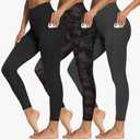 3 Packs Leggings with Pockets for Women, Soft High Waisted Tummy Control Workout Yoga Pants, Size M