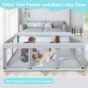 Fshibila 74" 50" Large Baby Playpen, Baby Playard for Babies and Toddlers, Baby Fence Play Pens for Indoor & Outdoor, Sturdy Safety Play Yard with Soft Breathable Mesh, Anti-Fall, Grey