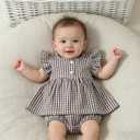 Yoawdats Toddler Baby Girl Clothes Plaid Ruffle Sleeveless Tops with Bloomer 2PCS