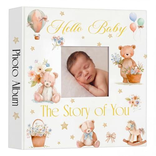 Thyle Baby Photo Album 4x6 600 Pockets Book Keepsake Gifts for Boy or Girl Newborn Memory Book with Front Window Holds Photo Album for New Parents Baby Shower Welcome Party (Bear)