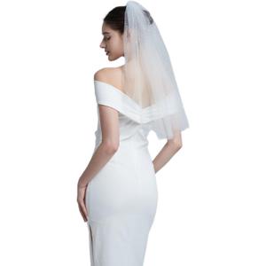 2 x Wedding Veils for Brides Lace Veils for Women with Comb 1 Tier Fingertip Length