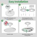 4PK 9 Inch LED Flush Mount Ceiling Light, 18W, 1860LM, 3000K/4000K/6000K CCT Selectable, Round Flat Panel Low Profile Ceiling Light Fitures for Hallway, Kitchen, Bedroom, Laundry Room