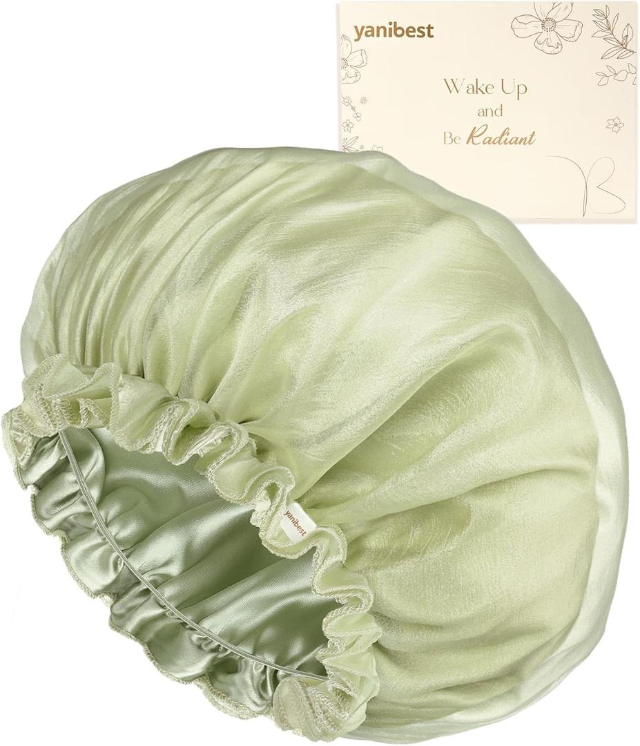 YANIBEST Breathable Butter-Satin Lined Bonnet, Silk Hair Bonnet for Sleeping Women, Night Cap for Curly Fine Straight Hair
