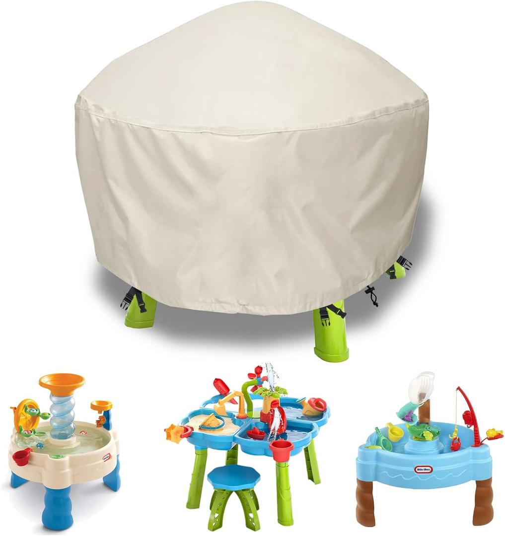 Kids Water Table Cover Waterpark Play Table cover Sand Water Outdoor Toys Cover 34X34X18 inch-Beig