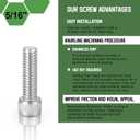 uxcell Hex Socket Bolts (5/16"-18x1), 304 Stainless Steel Hex Socket Drive Screw, Silver Tone, 20 Pcs