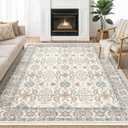 Area Rugs for Living Room: 9x12 Washable Rug Vintage Boho Floral Print - Ultra Thin Stain Resistant Large Soft Non Slip Foldable Carpets for Bedroom Dining Room Office Nursery - Multi (9' x 12', Multi Color)