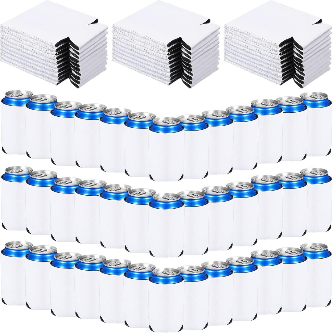 Umigy 200 Pcs Can Coolers Bulk, Insulated Neoprene Beer Can Cooler Sleeves, Plain Can Cooler Cover for Sublimation Soda Drink Water Bottle Birthdays Weddings Bachelorette Party (One Size, White)