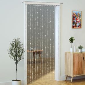YaoYue Crystal Beaded Curtain Door Curtain 36 x 79 Inches 22 Strands Acrylic Hanging Door Beads Room Divider for Doorway Window Living Room Bedroom Wall Closet Home Decor (White,1 Panel)