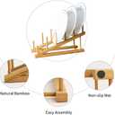 2 PCS Wooden Dish Rack Bamboo Drying Rack Stand Pot Lid Holder Kitchen Cabinet Organizer for Dish Plate Bowl Cup Pot Lid Cutting Board