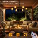 Battery Operated Chandelier, Outdoor Hanging Candle Lights Battery Gazebo Lights, Outdoor Chandelier for Gazebo, Canopy, Pergola, Porch, Tent Decor (6), Extra Large