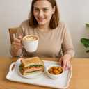 2 Pcs Serving Platters and Trays, 16" x 10" Rectangle Melamine Serving Platter Large Servings Dishes White Reusable Tray for Wedding Decor Snack Fruit Desserts Pantry Organization