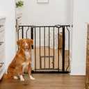 Carlson 29.536.5 Extra Wide Dog Gate with Small Pet Door, Walk-Through Pressure Mounted Metal Indoor Pet Safety Gate, Black, Tested and Trusted by Pet Parents, American Designed, American Owned