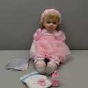 Angelbaby 24 inch 60CM Toddler Size Reborn Baby Girl Dolls Long Curly Blonde Hair Big Blue Eyes Princess in Pink Skirt Lifelike Soft Silicone Snuggly Weighted Child Dolls for Collectible Gifts