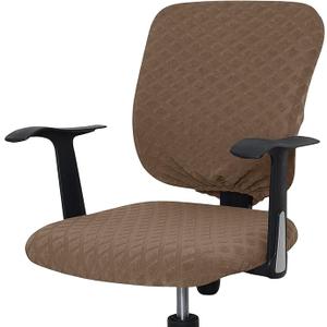 Celevingne Office Chair Cover Universal Rotating Chair Slipcovers Stretch Removable Protector Computer Chair Seat Cover (Brown, Chair Seat Cover + Backrest Cover)