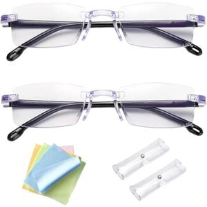 2Pcs Intelligent Dual Focus Glasses Smart Zoom No Blue Vision As Seen On Tv Noblu Presbyopic Auto Anti Light Noblu-Glasses Automatic Reading Presbyopia Anti Nublu Autofocus Look For Women And Men