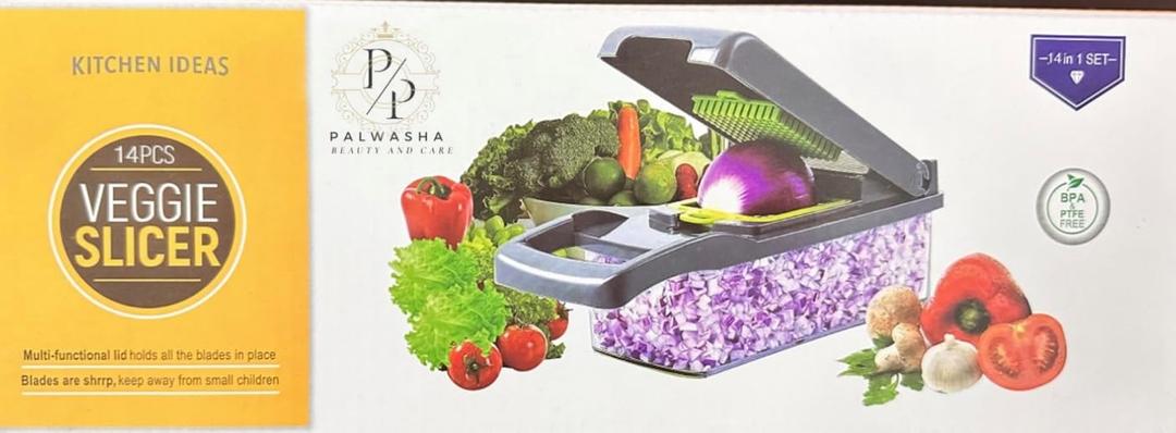 Generic 14in1 vegetable cutter, green gray