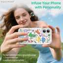 pcgaga Aesthetic Phone Case for iPhone 17 6.3" with Embossed Patterned Hard Clear Back Cover,Slim TPU Bumper,Camera Frame -360Shockproof Full Protection, Dinosaur