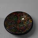 Red Co. Glass Mosaic Ceramic Decorative Accent and Centerpiece Bowl - Round 8 inches (C6 Acid Splatter)
