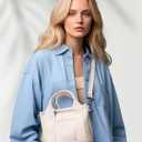 Small Tote Bag with Zipper, 2024 Canvas Multi-Pocket Crossbody Bag Shoulder Bag Satchel Hobo Bag Messenger Bag