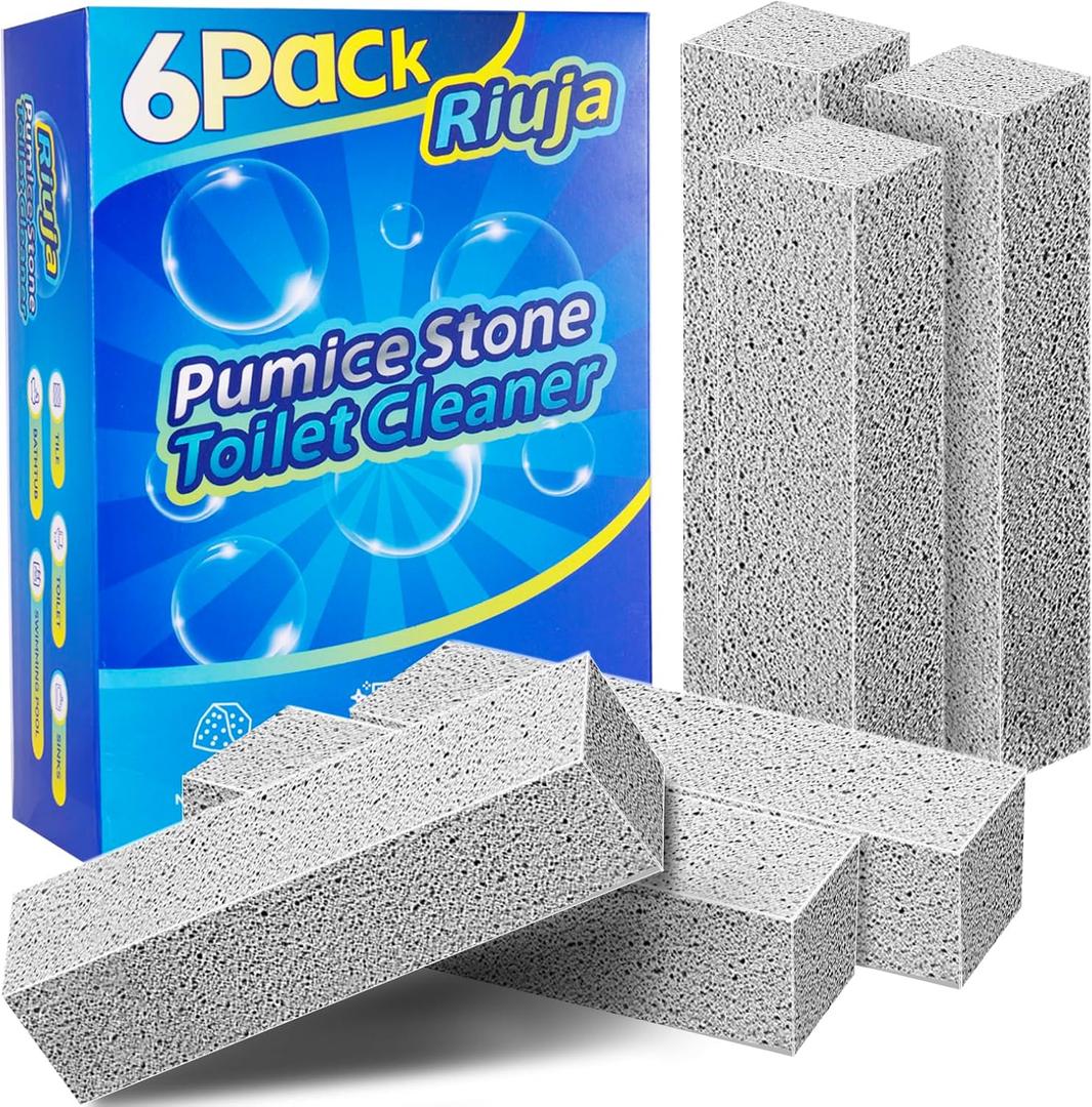 6 Pack Pumice Stone Toilet Bowl Cleaner, Pumice Stone for Cleaning, Powerfully Cleans Toilets, Bathtubs, Grills, Swimming Pools, Sinks (Gray)