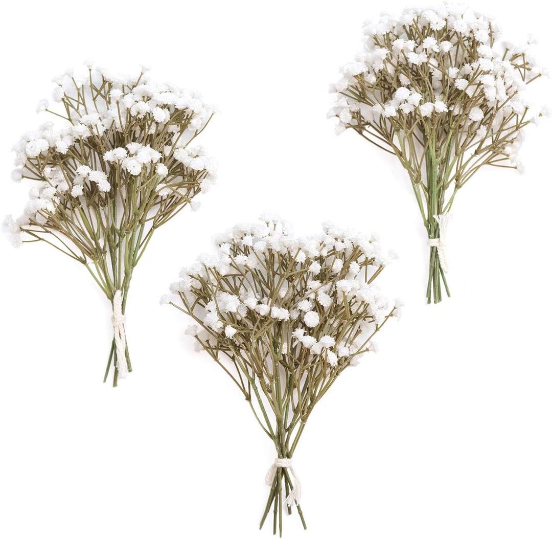 Ling's moment Artificial Baby's Breath, 18pcs Gypsophila Greenery Spray White Flowers for Wedding Bouquet/Centerpieces/boutonnieres/Corsage and Floral Arrangements
