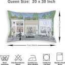 Cute Pillowcases Kawaii Pillowcase, Anime Bunny and Bear Aesthetics Pillow Case,Pastel Beige Brown and Green Cute Pillow Cases,Anime Street Plant Aesthetics Pillow Covers 20"x30" Inches