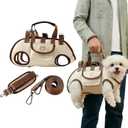 Small Dog Carrier Sling, Puppy Sling Carrier for Small Dogs & Cats, Breathable Mesh Pet Shoulder Bag with Adjustable Strap & Pockets, Lightweight Travel Tote (Up to 9 lbs)