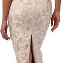 Lulus Isla Strapless Midi Dress for Women Floral Jacquard Strapless Elegant Column Fit Evening Party Cocktail Midi Dress, Size Small
