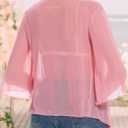 Women's Short Cardigan Bolero Shrug Sheer Tie Front Top 3/4 Sleeve Jacket for Dress 2026 (Pink, M)