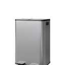 GarveeHome 2 x 8 Gallon Stainless Steel Double Trash Can with Lid for Kitchen, Large Dual Trash and Recycle Bin Combo, Step-on Kitchen Metal Garbage Cans, PP Inner Buckets, Liner Rim, Silver