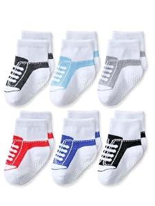 EPEIUS Baby Girls Non-Slip Socks Like Shoes Infant Girl Grippy Socks Anti Slip Booties 6-12 Months Shoelace_2 6 Pack