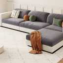 Velvet Couch Cushion Covers, Sectional Couch Covers for Sofa Seat Covers, Stretch (Grey, Small Seater Cushion Covers, 1PCS)