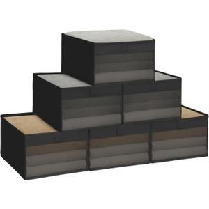 STORAGE MANIAC 6 Pack Storage Bins with Clear Window, Storage Boxes for Shelves, Sturdy Foldable Closet Organization Fabric Shelf Basket for Toy, Towel, Book, Jeans, Offices, Dorm, Wardrobe, Black