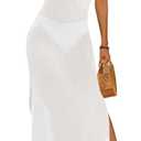 Bsubseach Women Swimsuit Cover Up Crochet Bathing Suit Coverup Sleeveless Bikini Swimwear Beach Dress (Small, White-1)