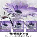 Onalasyc Bathroom Rug Sets 3 Piece,Purple Daisy Floral Butterfly Bath Mat, three sizes: small bath mat:23.62"L×16.93"W, large bath mat: 31.5"L×19.69"W, and u-shaped toilet mat: 19.69"L×23.62"W