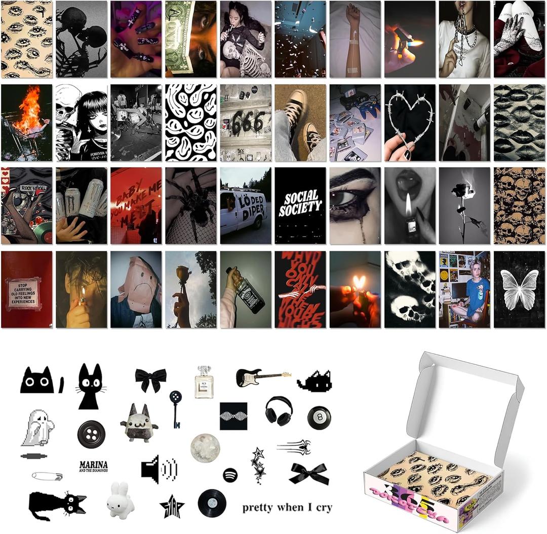 365DoRoTeYa Posters Music Retro Decor Aesthetic Classic Rock Posters Goth Wall Art Vintage Wall Prints Dark Academia Home Decor Antique Art Vintage Room Decor Boho Bedroom Decor Y2K For College Girls Collage Kit 40PCS