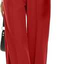 FUNYYZO Wide Leg Pants Women's High Elastic Waisted in The Back Business Work Trousers Long Straight Suit Pants (X-Large Short, 006# Red (Thick))