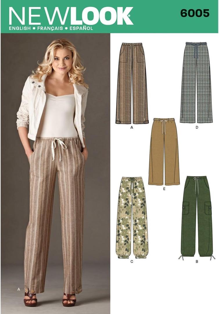 New Look Sewing Pattern 6005 Misses' Pants, Size A (10-12-14-16-18-20-22), White