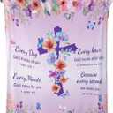 XKDOUS Christian Blankets for Women Faith (60"X50"), Christian Gifts for Women, Religious Inspirational Baptism Gifts, Prayer Jesus Blanket for Girl, Mom, Sister, Daughter (Purple Cross Style)