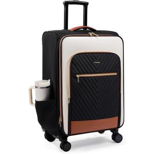 LOVEVOOK Carry On Luggage ,24 Inch Carry-on Suitcase for Women, Softside Suitcases with Wheels, Rolling Checked Luggage with TSA Lock, Lightweight Travel
