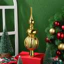 Spherical Christmas Tree Topper,9.04 Inch Finial Tree Topper Gold Xmas Treetop Ornament for Homes Shops Restaurants Christmas Party
