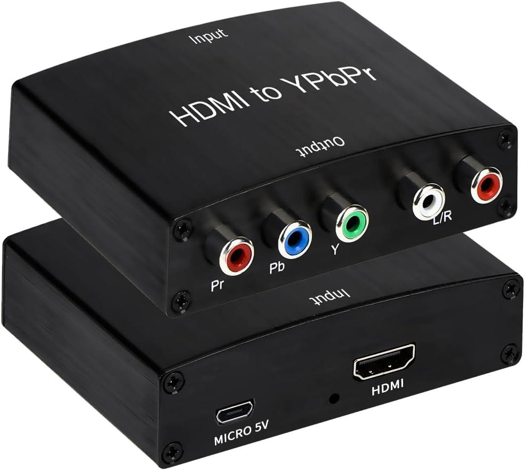 HDMI to Component Converter, HDMI to YPbPr 5RCA RGB + R/L Converter V1.4 with R/L Audio Output Support for MacBook, Blu-Ray, DVD, PS4, DVD, PSP, Xbox 360